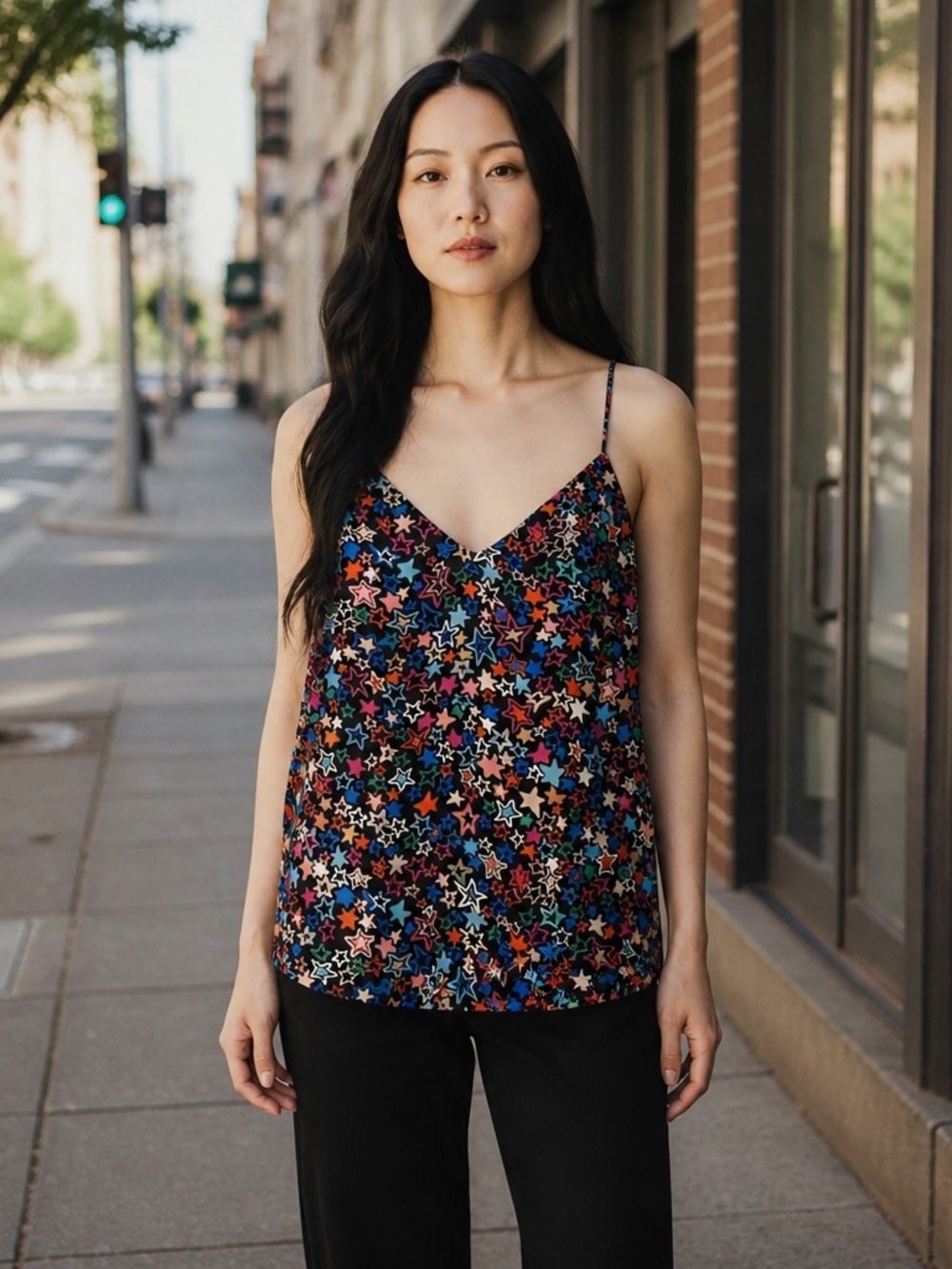 J.Crew camisole top features a multicolor star print size 6